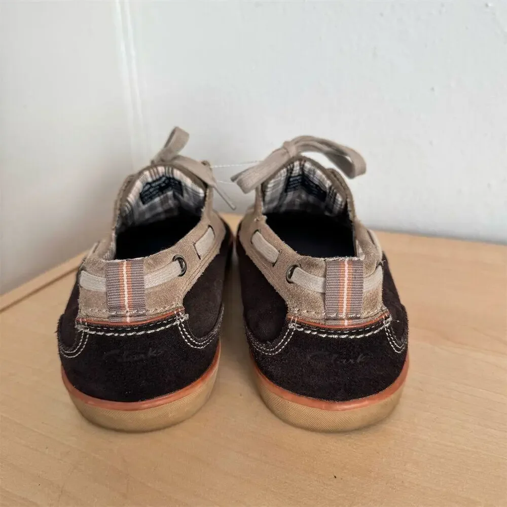 Clarks Men's Brown Suede Boat Shoes Size 8.5 Casual Lace Up